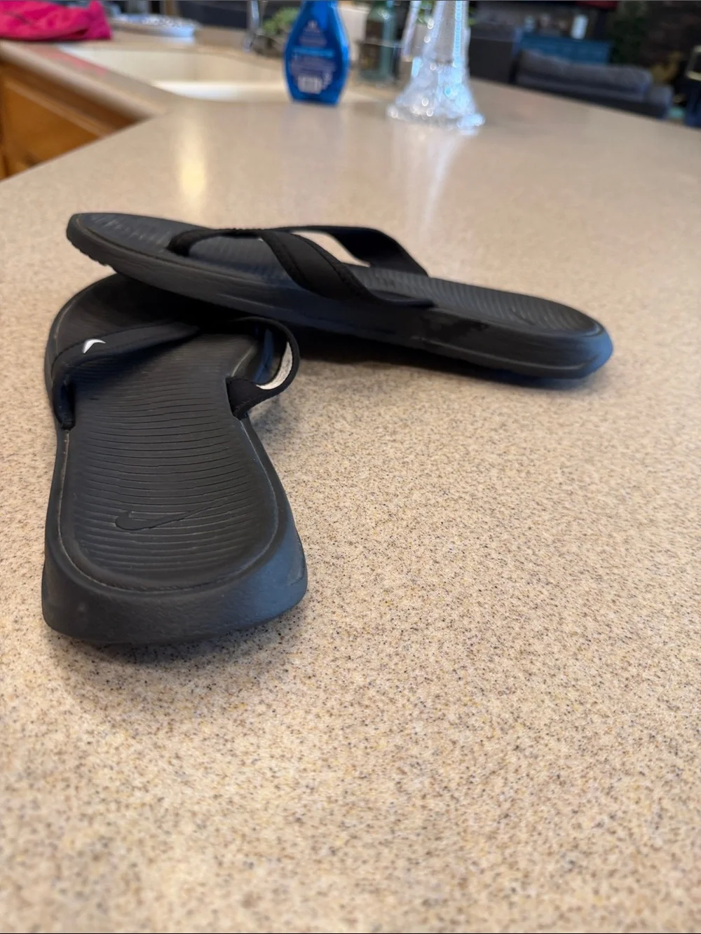 Nike Black Flip Flops with White Swoosh size 11